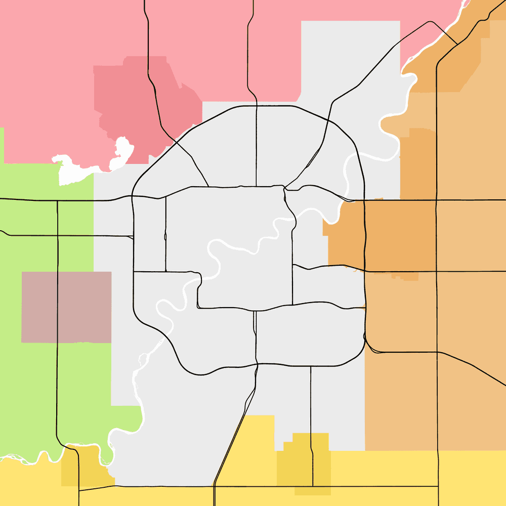 A slightly better map showing major roads in Edmonton, according to the 2024 NRNF.