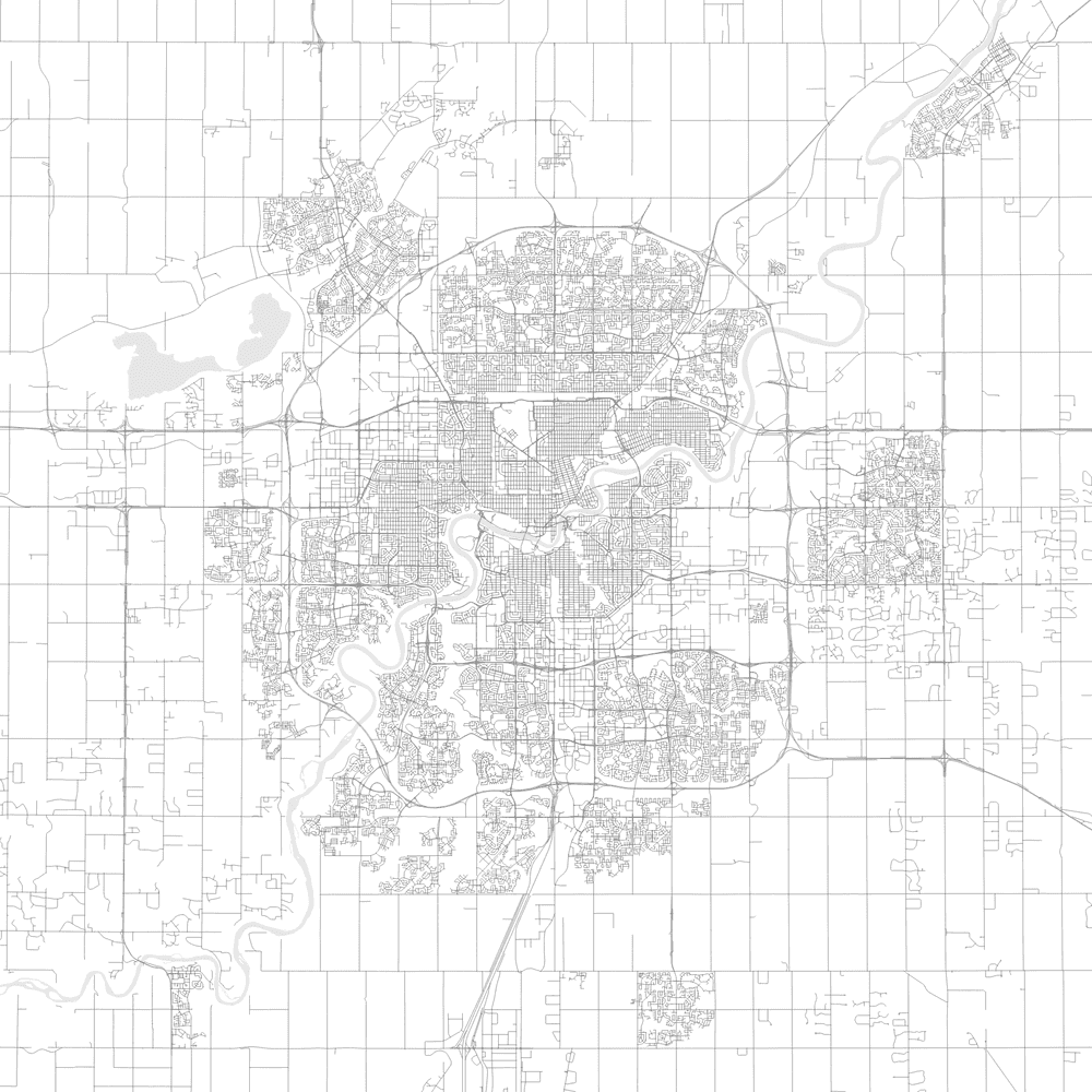 A map showing every road in Edmonton.