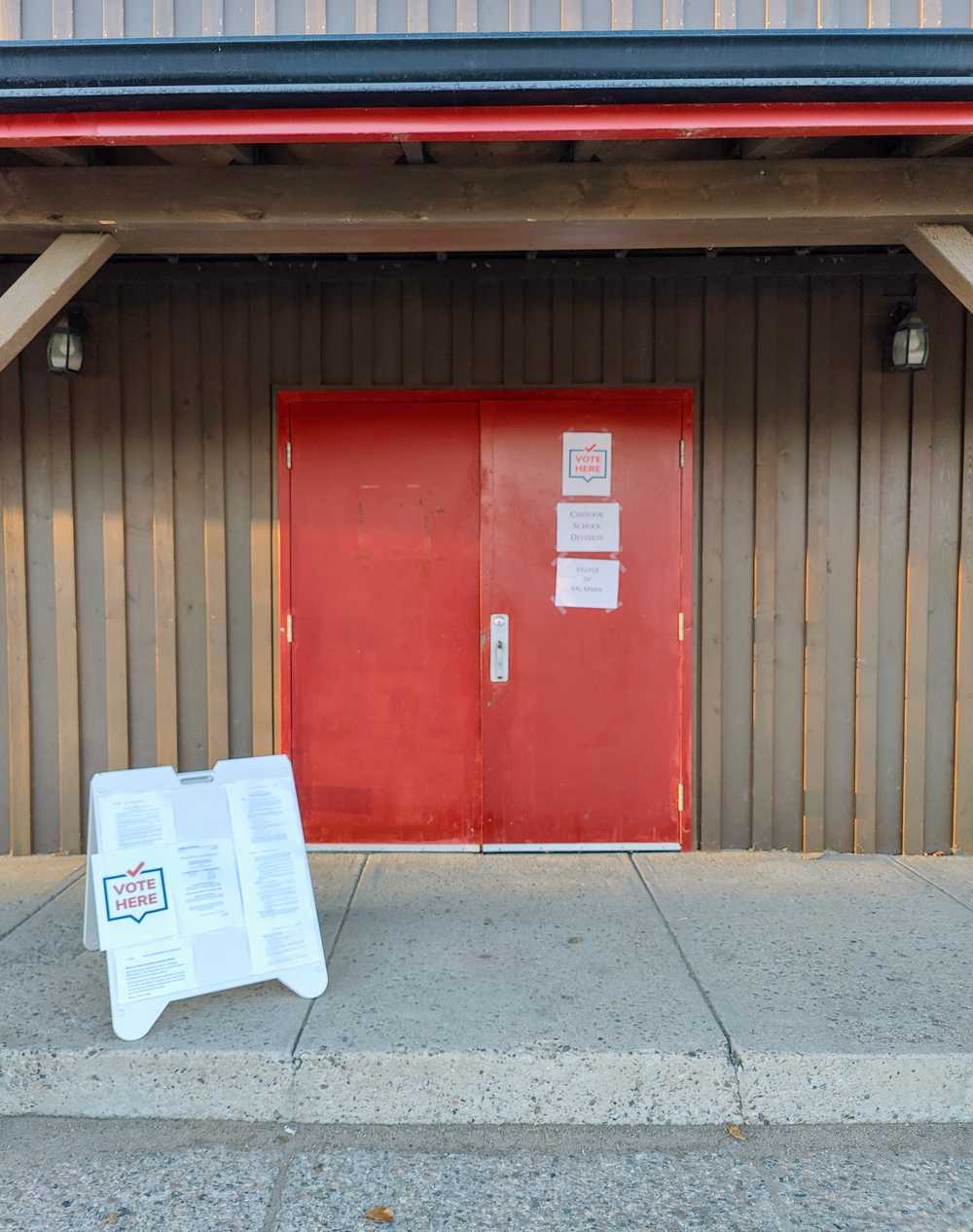 The door of the Val Marie municipal hall.