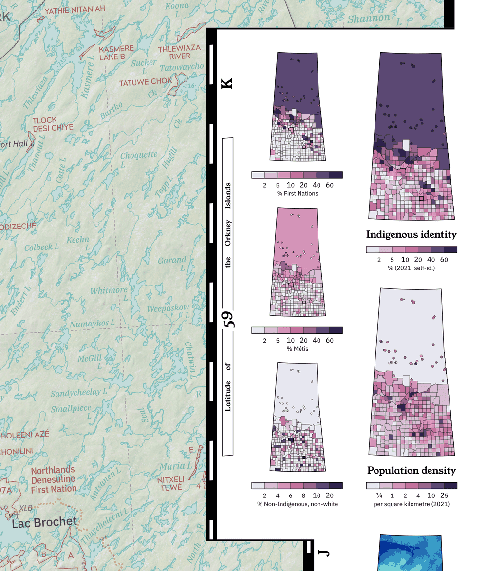 Map showing an excerpt of Alex McPhee's Saskatchewan, a commercial wall map.